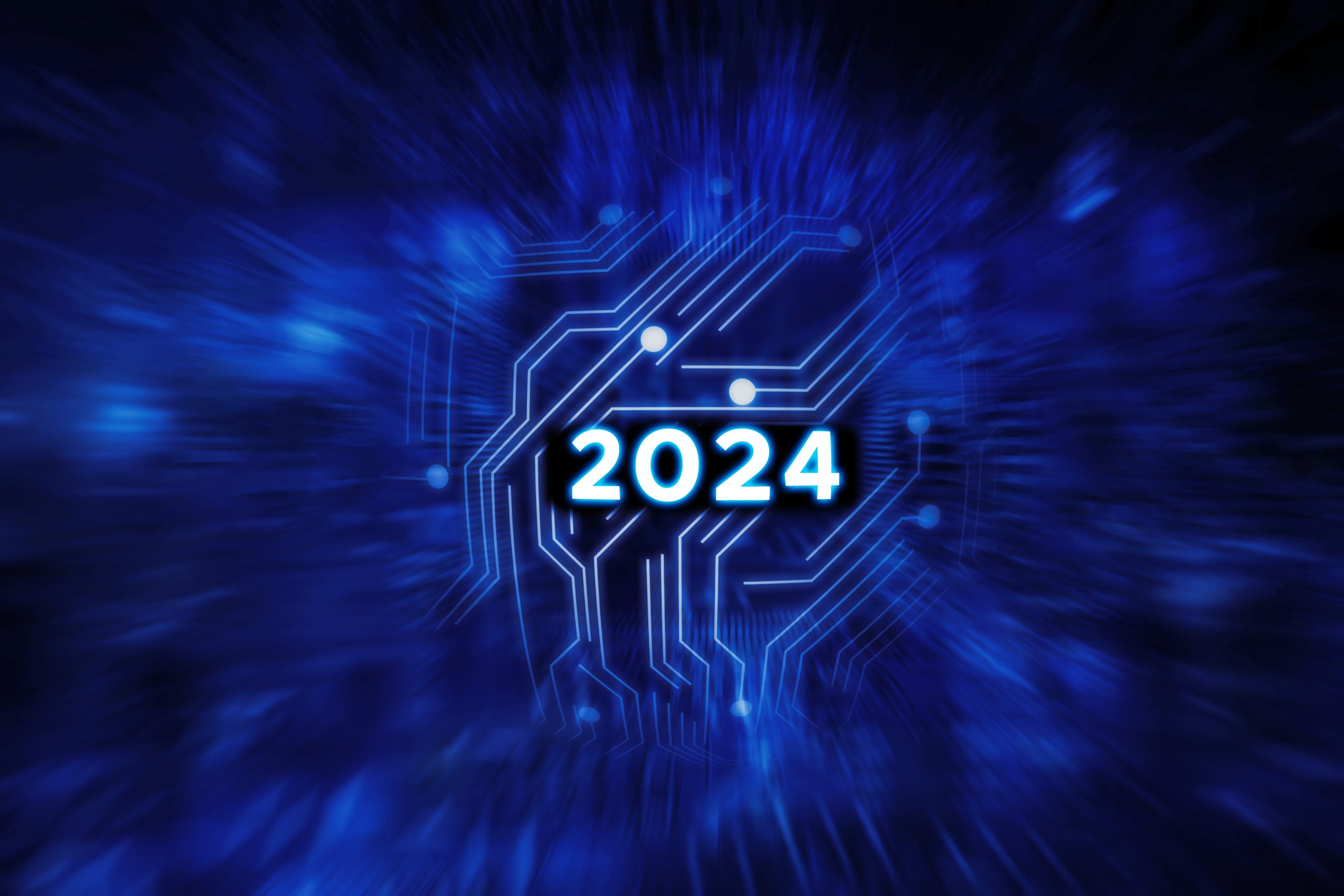 2024 new year numbers full modernity advanced technology